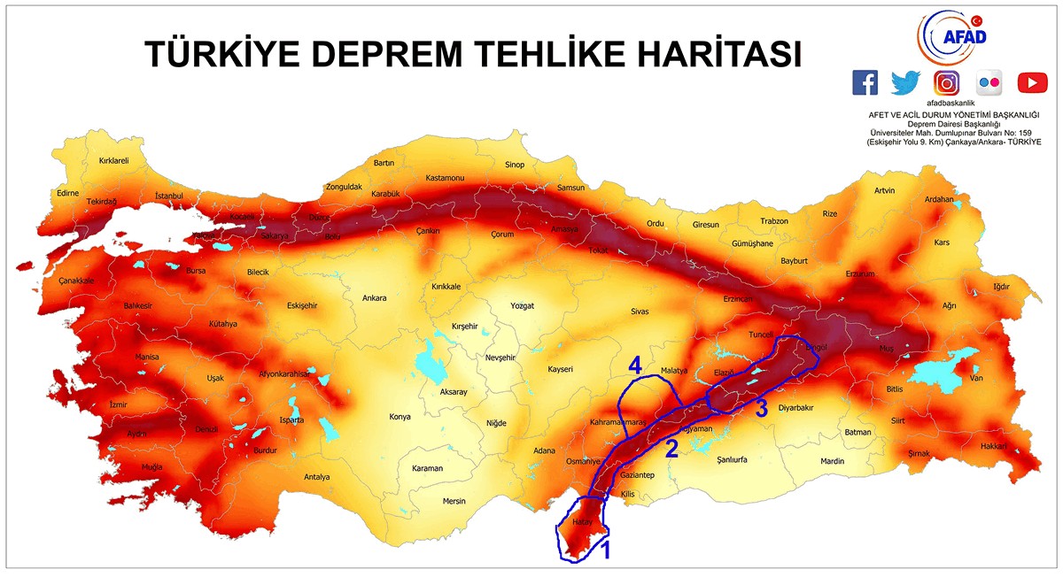 Сейсмические зоны Турции