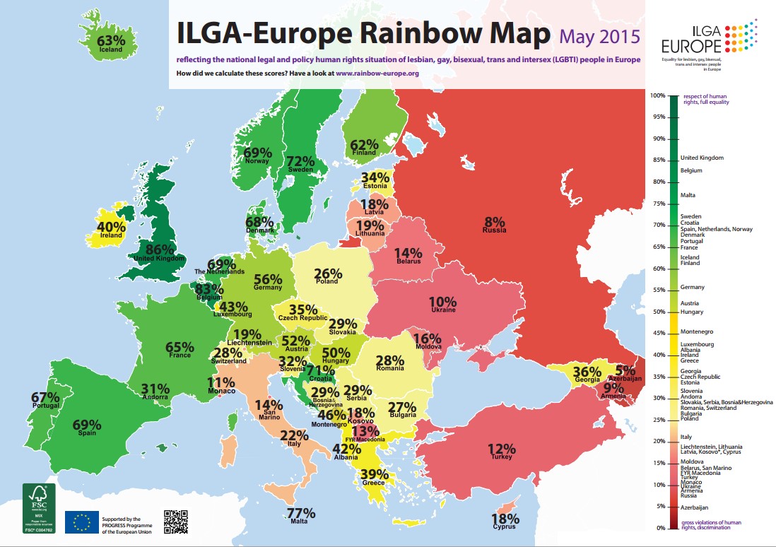 Карта прав ЛГБТ Европы 2015
